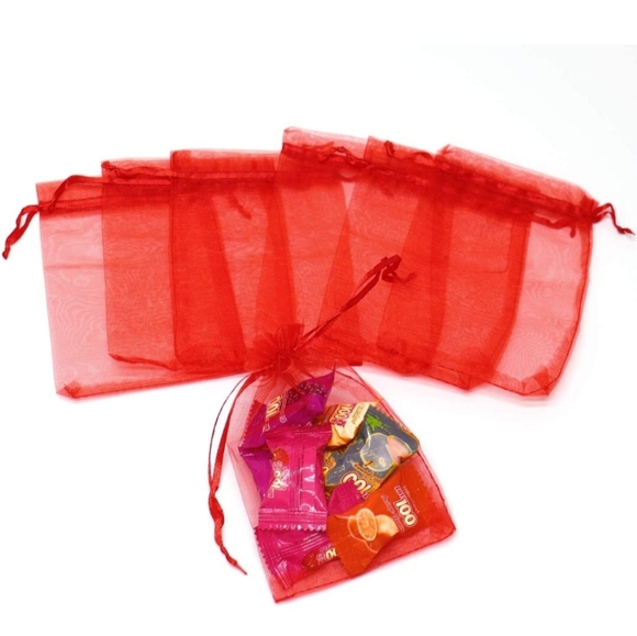 ⭐️5 for 20⭐️ 10 Red Organza Drawstring Bags 3x4 - Picture 2 of 4